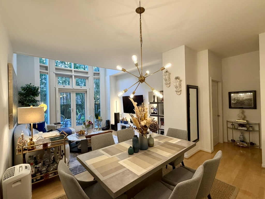 Dining area with floor-to-ceiling windows